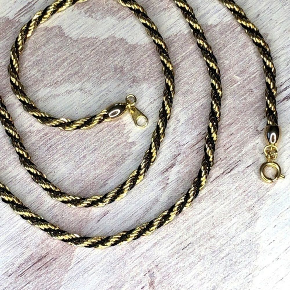 Vintage gold and black rope necklace